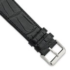 Black 18mm Matte Gator Grain Calfskin Leather with Stainless Steel Buckle 7.75 inch Watch Band