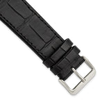 Black 18mm Matte Gator Grain Calfskin Leather with Stainless Steel Buckle 7.75 inch Watch Band