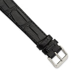 18mm Extra-Long Black Matte Gator Grain Calfskin Leather with Stainless Steel Buckle 8.25 inch Watch - Sophia Jewelers