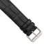 Black Calfskin Leather Watch Band with Silver-Tone Buckle 24mm