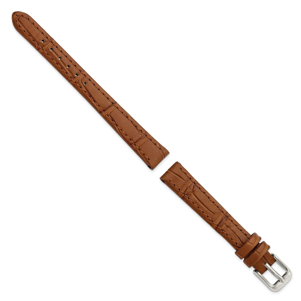 Gator Grain Matte Leather Watch Band in Stainless Steel Buckle - Sophia Jewelers