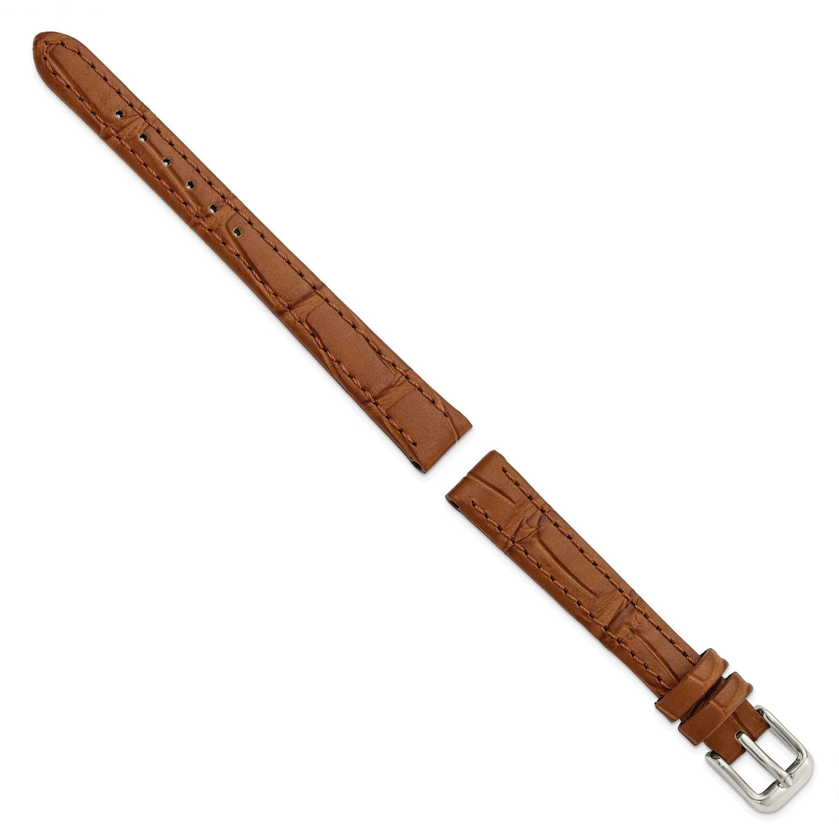 Gator Grain Matte Leather Watch Band in Stainless Steel Buckle - Sophia Jewelers