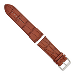 Brown Calfskin Leather Watch Band with Silver-Tone Buckle