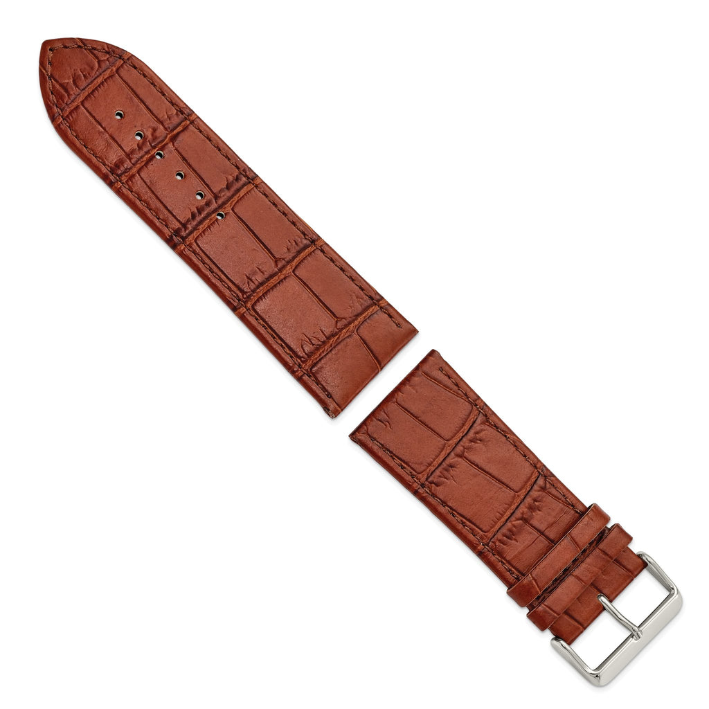 Gator Grain Matte Leather Watch Band in Stainless Steel Buckle - Sophia Jewelers
