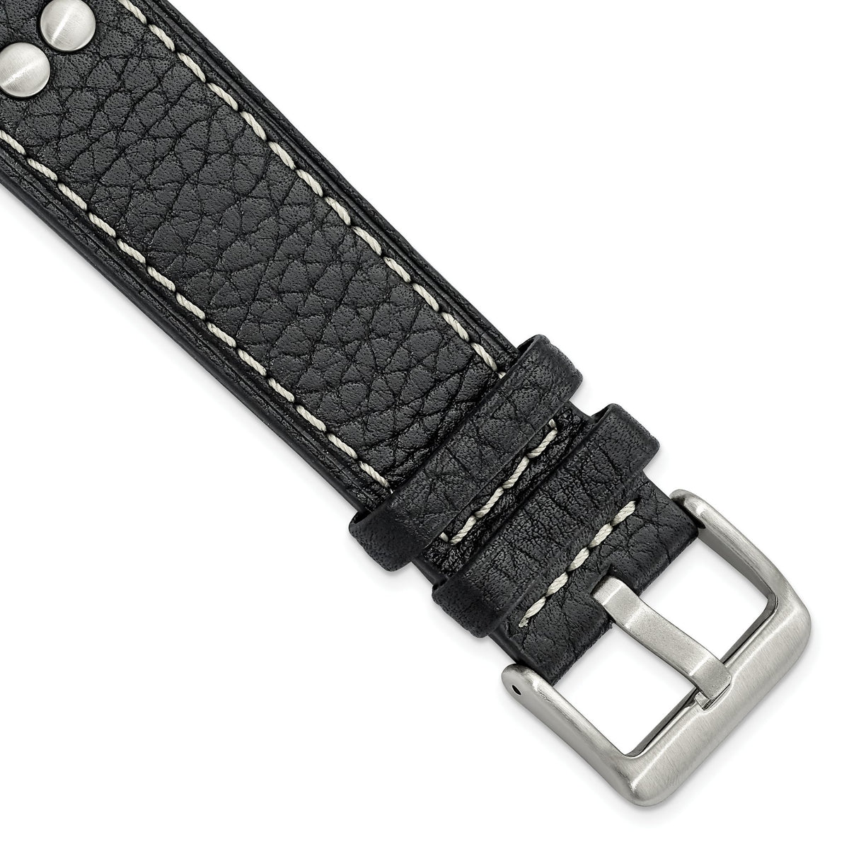 Black Calfskin Watch Band in Leather, Brushed & Matte, 22mm - Sophia Jewelers