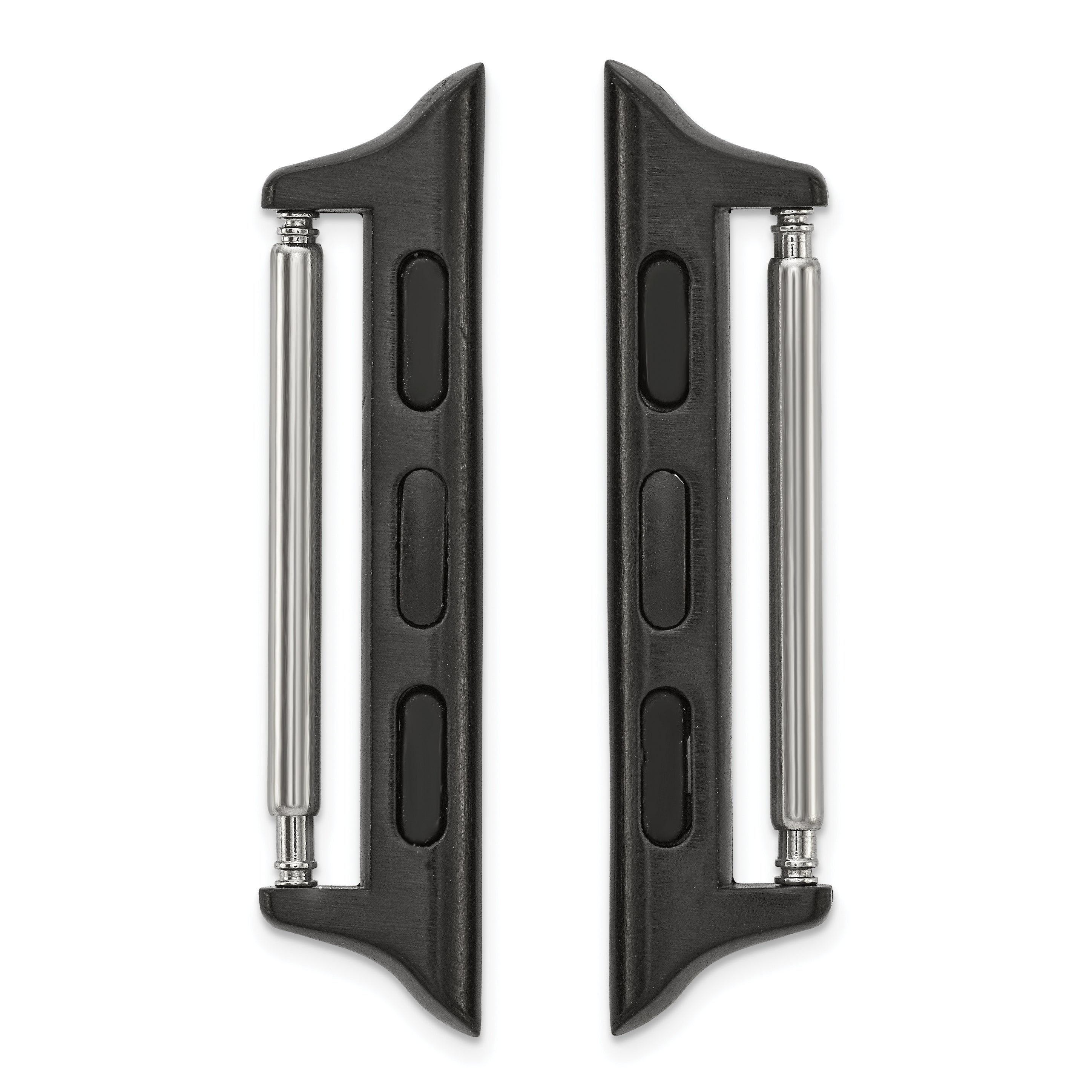 Set of Two 38mm Stainless Steel Black IP-plated Apple Watch Adapter for 20mm Watch Band - Sophia Jewelers