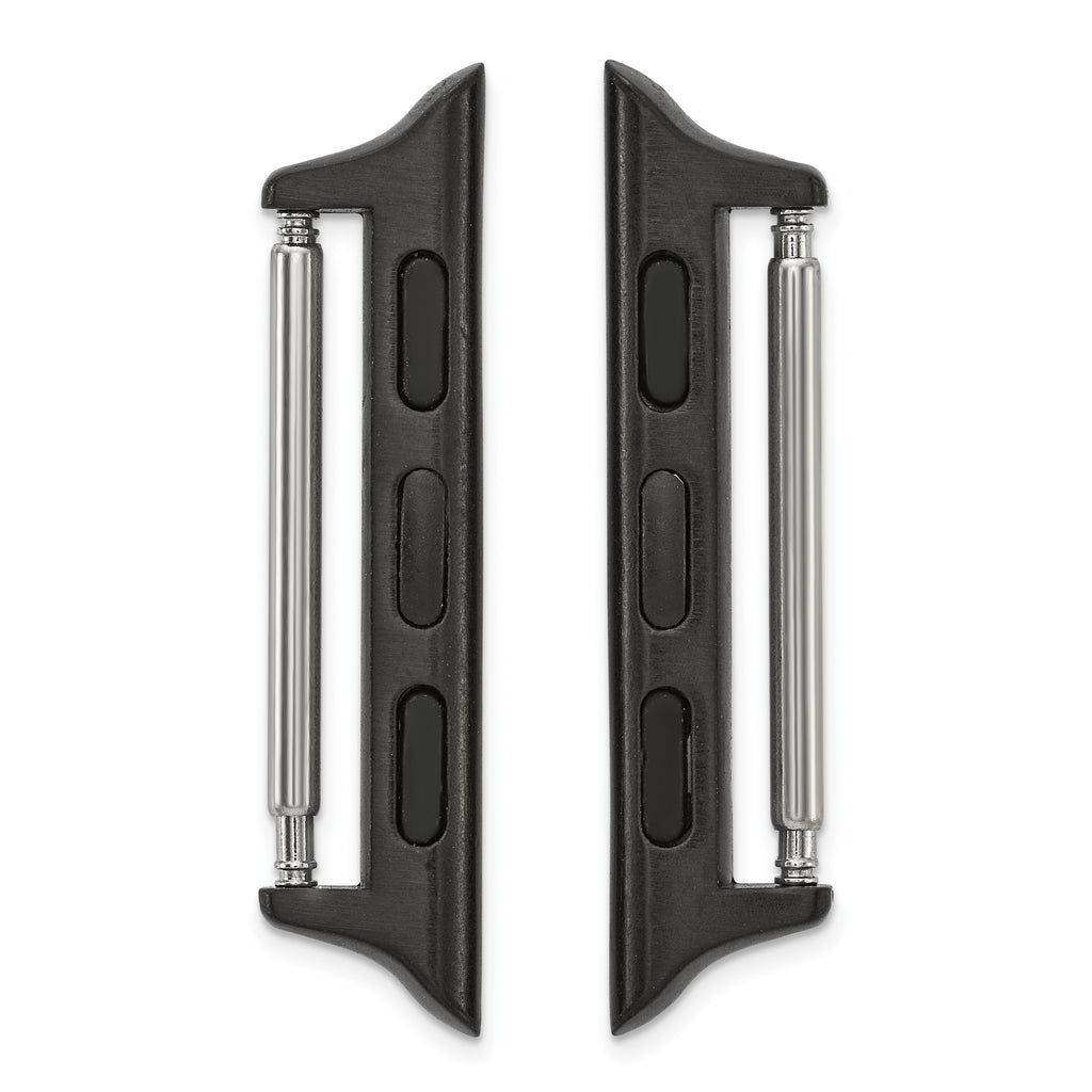 Set of Two 42mm Stainless Steel Black IP-plated Apple Watch Adapter for 22mm Watch Band - Sophia Jewelers
