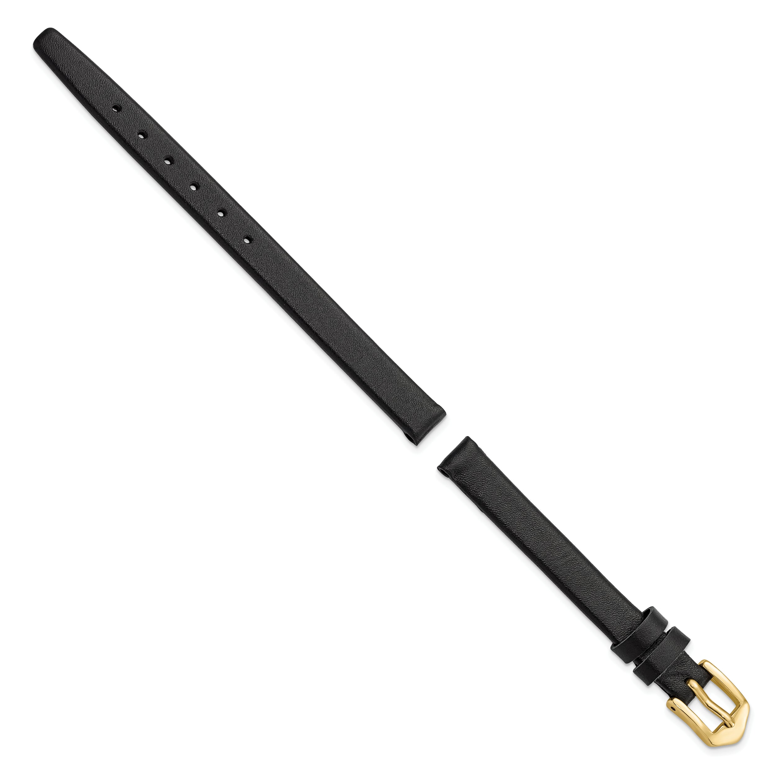 Gilden 8mm Black Classic Calfskin Leather with Gold-tone Aluminum Buckle 6.5 inch Watch Band