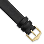 10mm Long Black Calfskin Leather with Gold-tone Aluminum Buckle 7.8 inch Watch Band