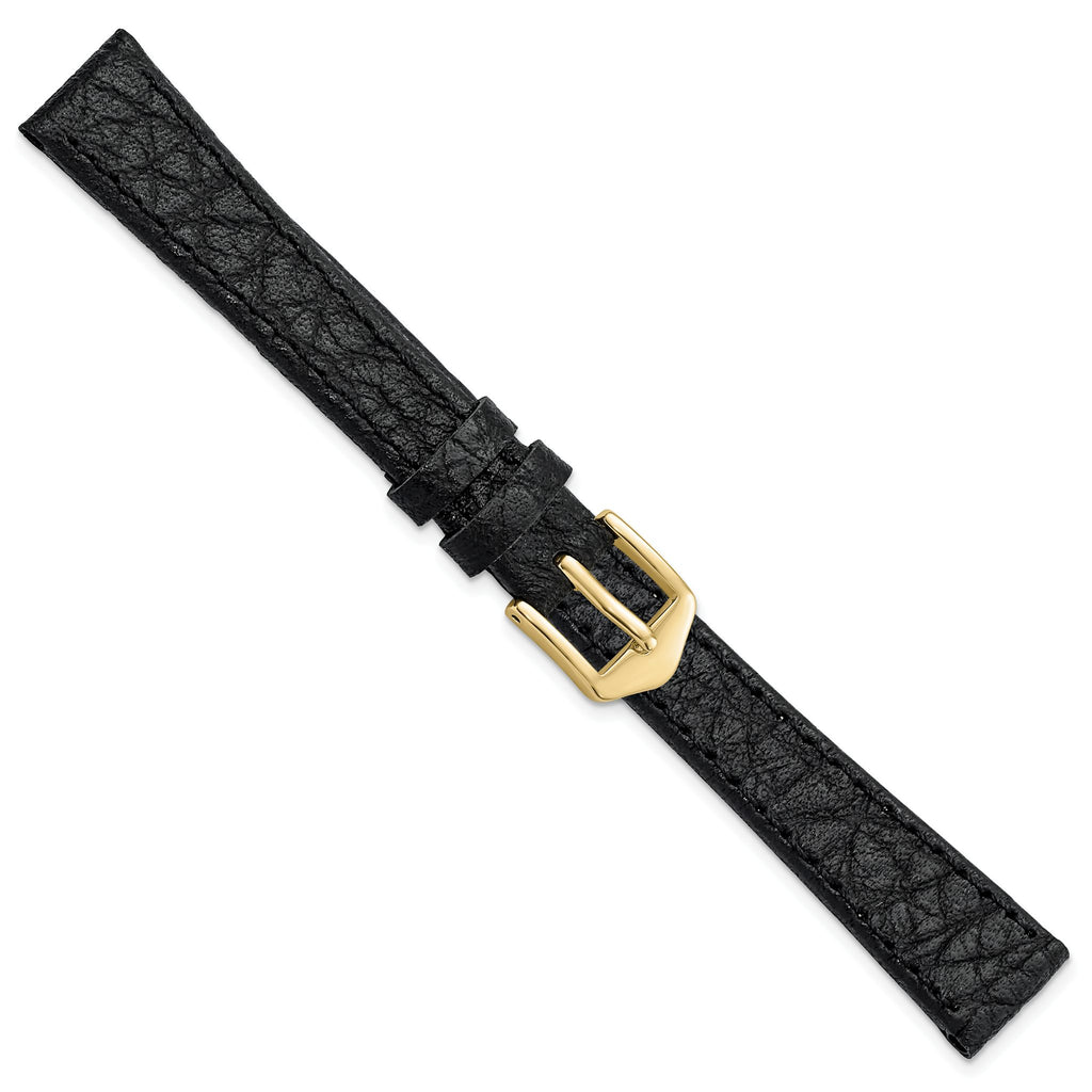 Buffalo-Grain Black Watch Band in Leather, Matte - Sophia Jewelers
