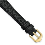 12mm Black Buffalo Grain Calfskin Leather with Gold-tone Aluminum Buckle 6.6 inch Watch Band