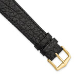 12mm Black Buffalo Grain Calfskin Leather with Gold-tone Aluminum Buckle 6.6 inch Watch Band
