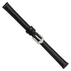 10mm Black Oilskin Leather with Stainless Steel Buckle 6.6 inch Watch Band