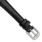 10mm Black Oilskin Leather with Stainless Steel Buckle 6.6 inch Watch Band