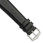 10mm Black Oilskin Leather with Stainless Steel Buckle 6.6 inch Watch Band