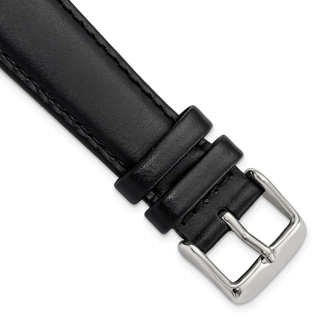 10mm Black Oilskin Leather with Stainless Steel Buckle 6.6 inch Watch Band
