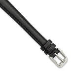 12mm Extra-Long Black Oilskin Leather with Stainless Steel Buckle 8.5 inch Watch Band