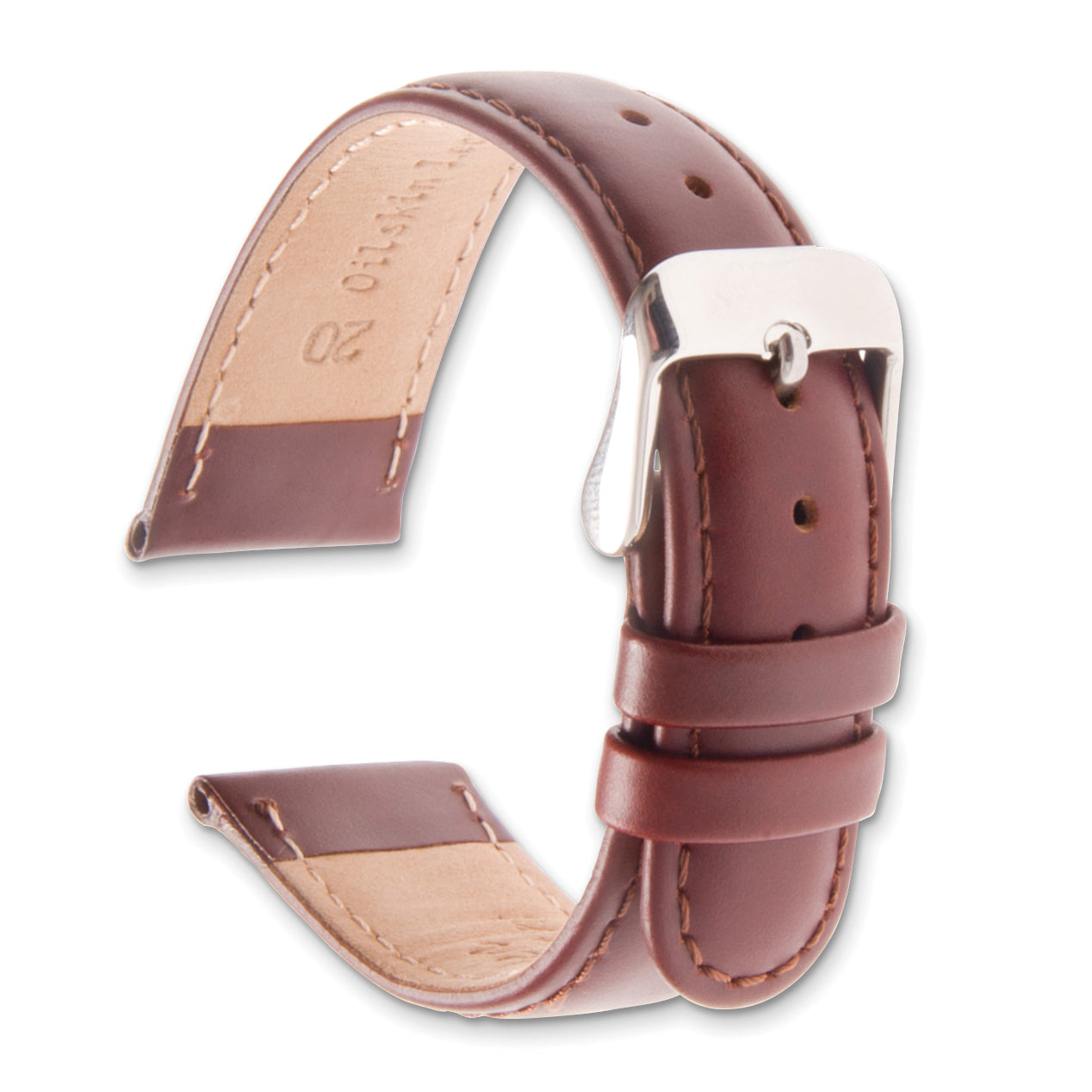 18mm Brown Oilskin Leather with Silver-tone Aluminum Buckle 7.4 inch Watch Band