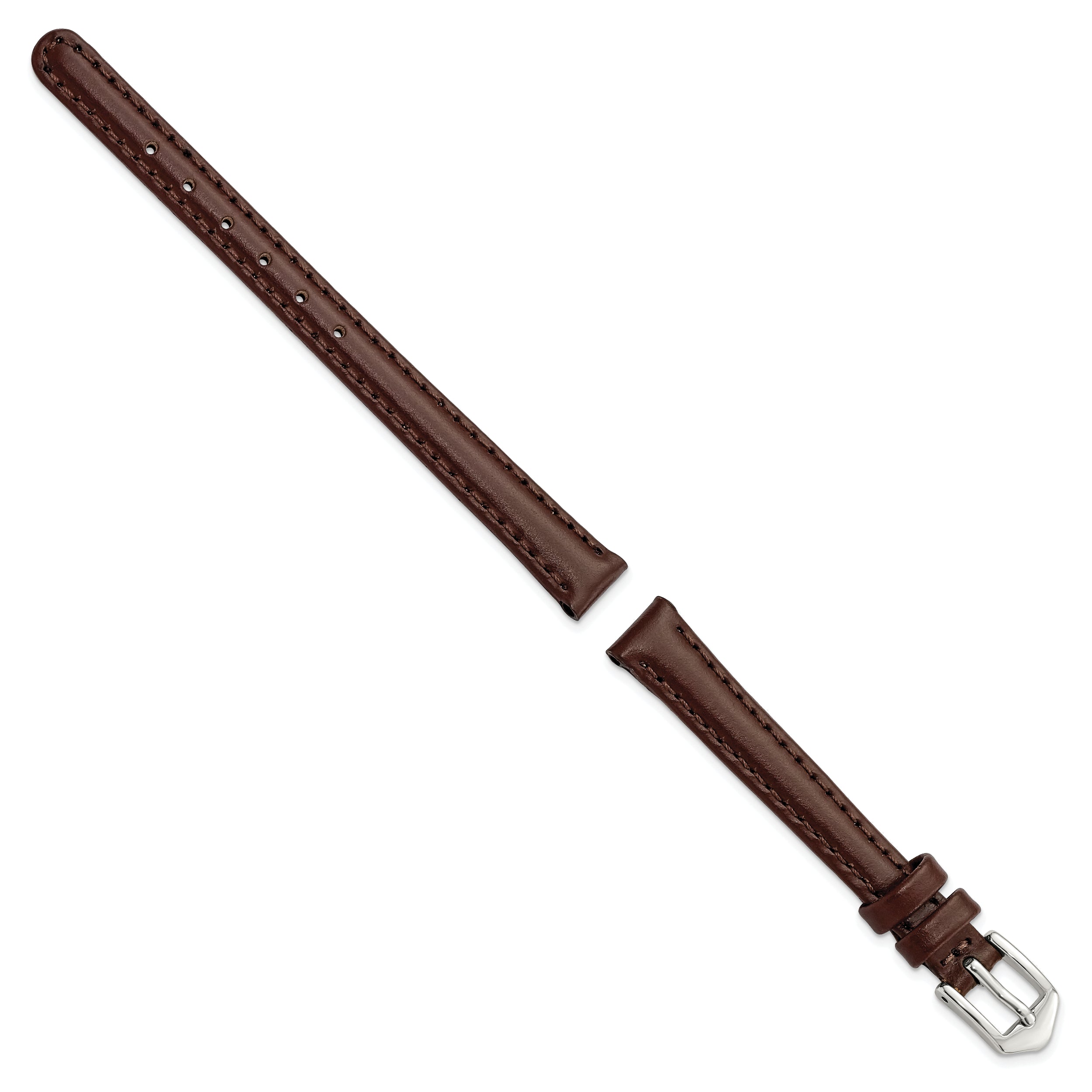 10mm Brown Oilskin Leather with Silver-tone Aluminum Buckle 6.6 inch Watch Band