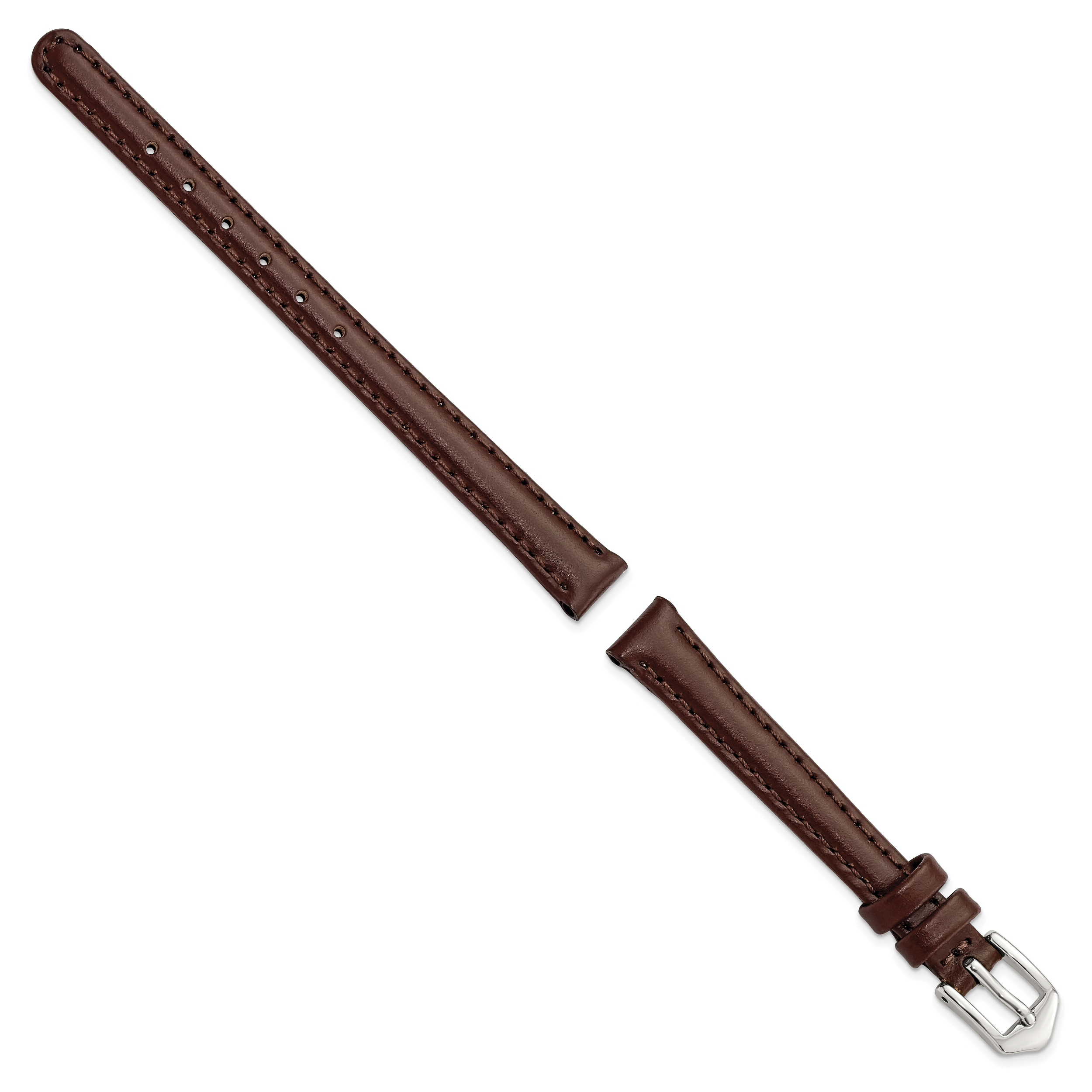 10mm Brown Oilskin Leather with Silver-tone Aluminum Buckle 6.6 inch Watch Band Secondary image