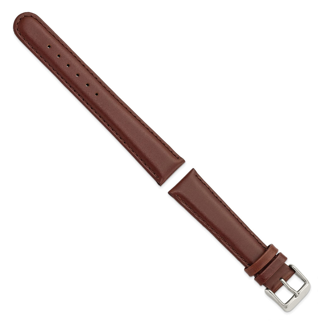 Gilden 18mm Brown Oilskin Leather with Silver-tone Aluminum Buckle 7.4 inch Watch Band