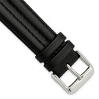 18mm Black Double Pad Oilskin Leather with Stainless Steel Buckle 7.5 inch Watch Band