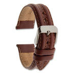 20mm Mahogany Brown Double Pad Oilskin Leather with Stainless Steel Buckle 7.5 inch Watch Band