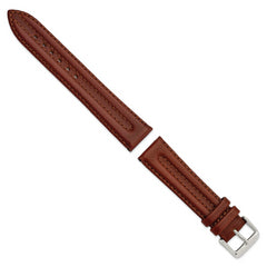 20mm Mahogany Brown Double Pad Oilskin Leather with Stainless Steel Buckle 7.5 inch Watch Band