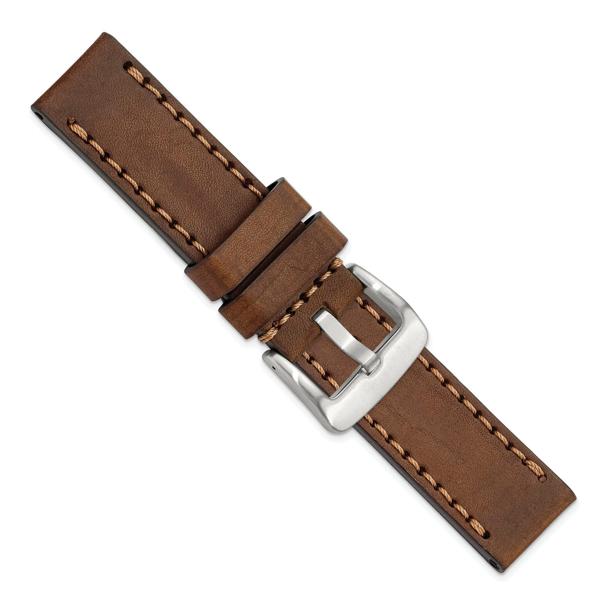 Brown Calfskin Leather Watch Band with Buckle, 24mm - Sophia Jewelers
