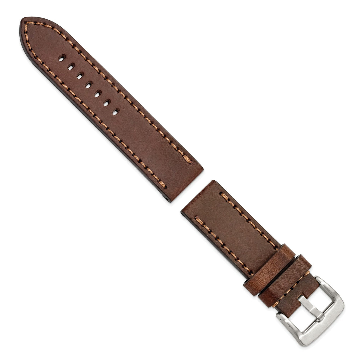 Brown Calfskin Leather Watch Band with Buckle, 24mm - Sophia Jewelers