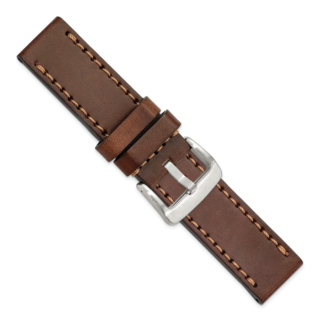 Brown Calfskin Leather Watch Band with Buckle, 24mm - Sophia Jewelers