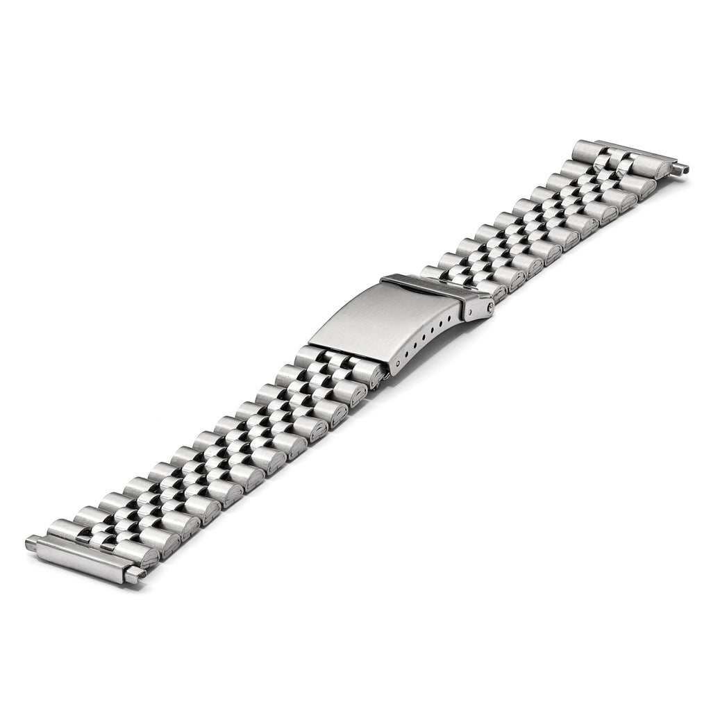 Gilden Mens 18-22mm Long Jubilee-Style Satin and Polished Stainless Steel with Deployment Buckle 7 inch Watch Band