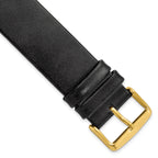 18mm Black Italian Calfskin Leather with Square End Gold-tone Buckle 7.75 inch Watch Band
