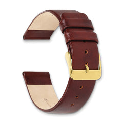 22mm Havana Italian Calfskin Leather with Square End Gold-tone Buckle 7.75 inch Watch Band