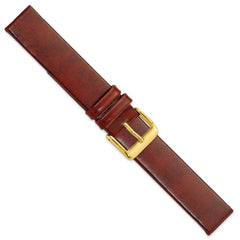 18mm Havana Italian Calfskin Leather with Square End Gold-tone Buckle 7.75 inch Watch Band