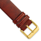 DeBeer 18mm Havana Italian Calfskin Leather with Square End Gold-tone Buckle 7.75 inch Watch Band