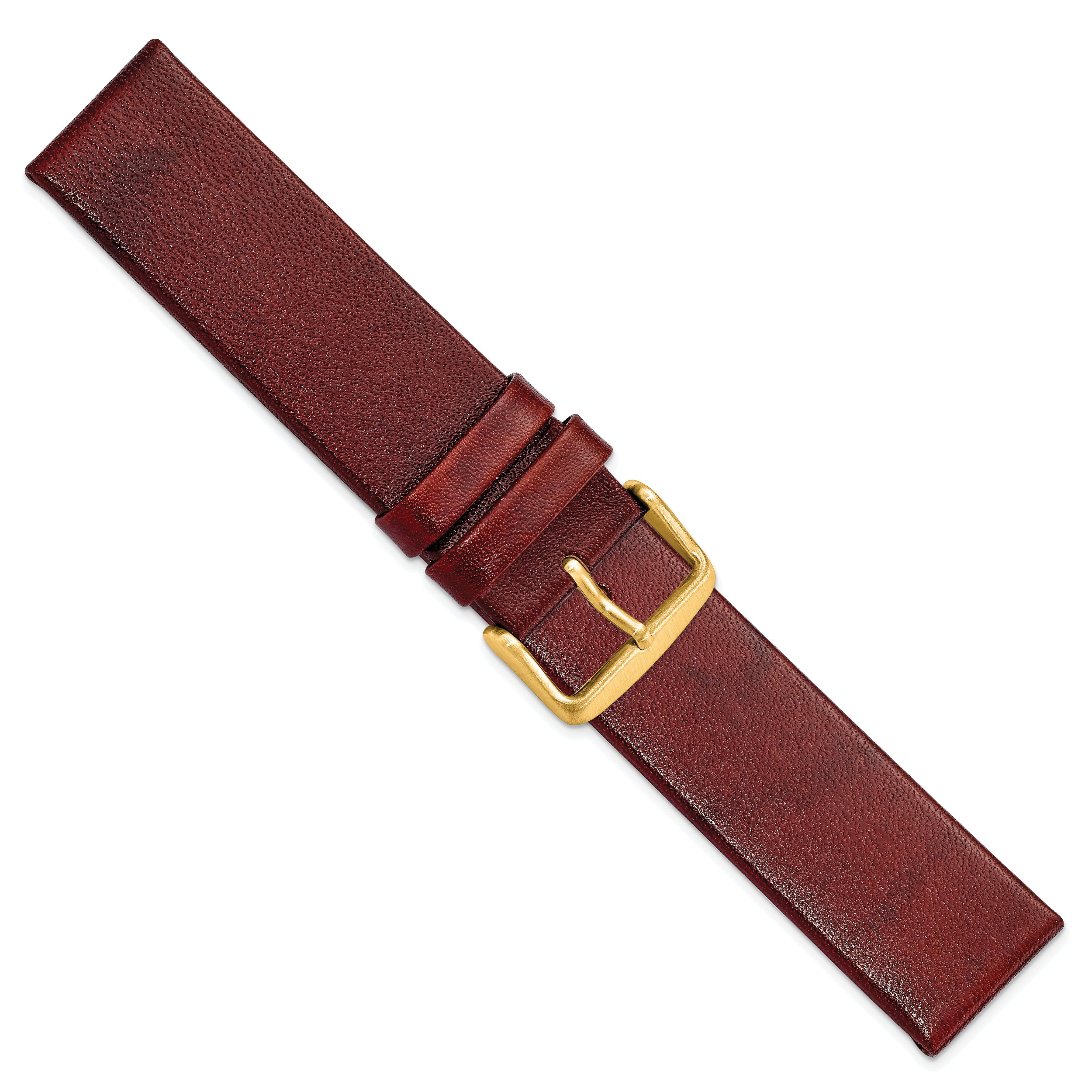22mm Havana Italian Calfskin Leather with Square End Gold-tone Buckle 7.75 inch Watch Band