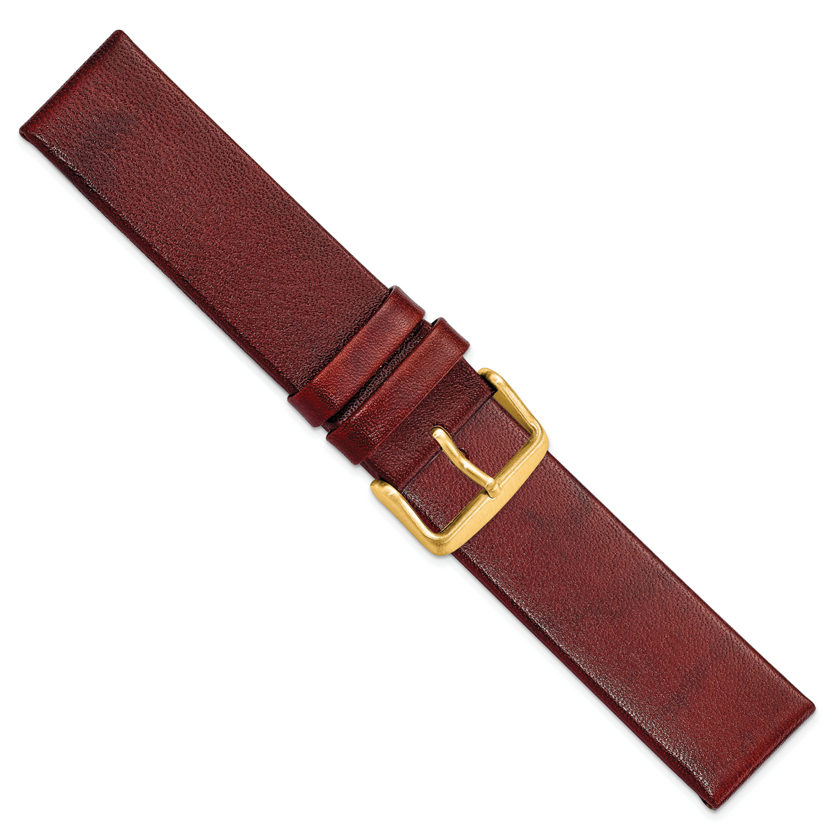 DeBeer 22mm Havana Italian Calfskin Leather with Square End Gold-tone Buckle 7.75 inch Watch Band