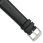Full Oil Leather Watch Band in Black with Steel Buckle, 24mm
