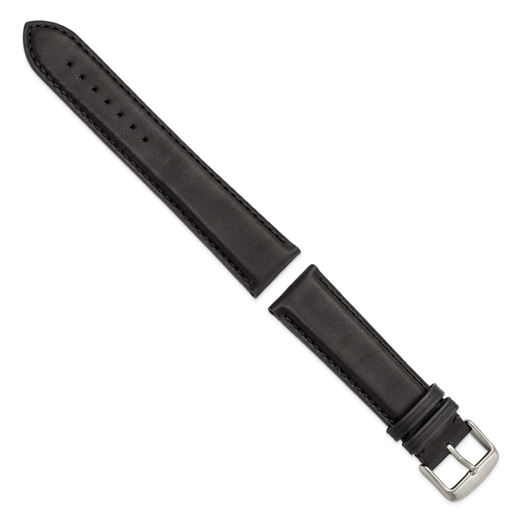 DeBeer Black Full Oil Watch Band in Leather, Brushed - Sophia Jewelers