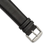 Full Oil Leather Watch Band in Black with Steel Buckle, 24mm