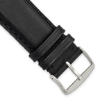 Full Oil Leather Watch Band in Black with Steel Buckle, 24mm