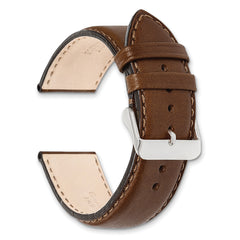 24mm Brown Full Oil Leather with Brushed Silver-tone Steel 7.75 inch Watch Band