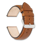 18mm Light Brown/Tan Full Oil Leather with Brushed Silver-tone Steel 7.75 inch Watch Band - Sophia Jewelers