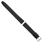 16mm Black Genuine Calf Leather with Silver-tone Buckle 7.5 inch Watch Band