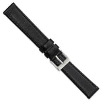 16mm Black Genuine Calf Leather with Silver-tone Buckle 7.5 inch Watch Band
