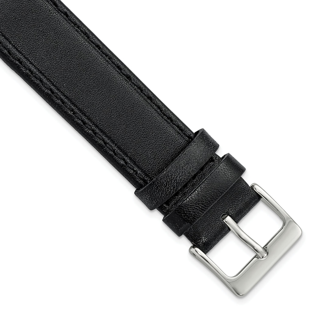 Genuine Calf Leather Watch Band in Black, 19mm