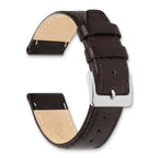 16mm Dark Brown Genuine Calf Leather with Silver-tone Buckle 7.5 inch Watch Band