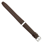 Genuine Calf Leather Watch Band in Dark Brown, 18mm - Sophia Jewelers