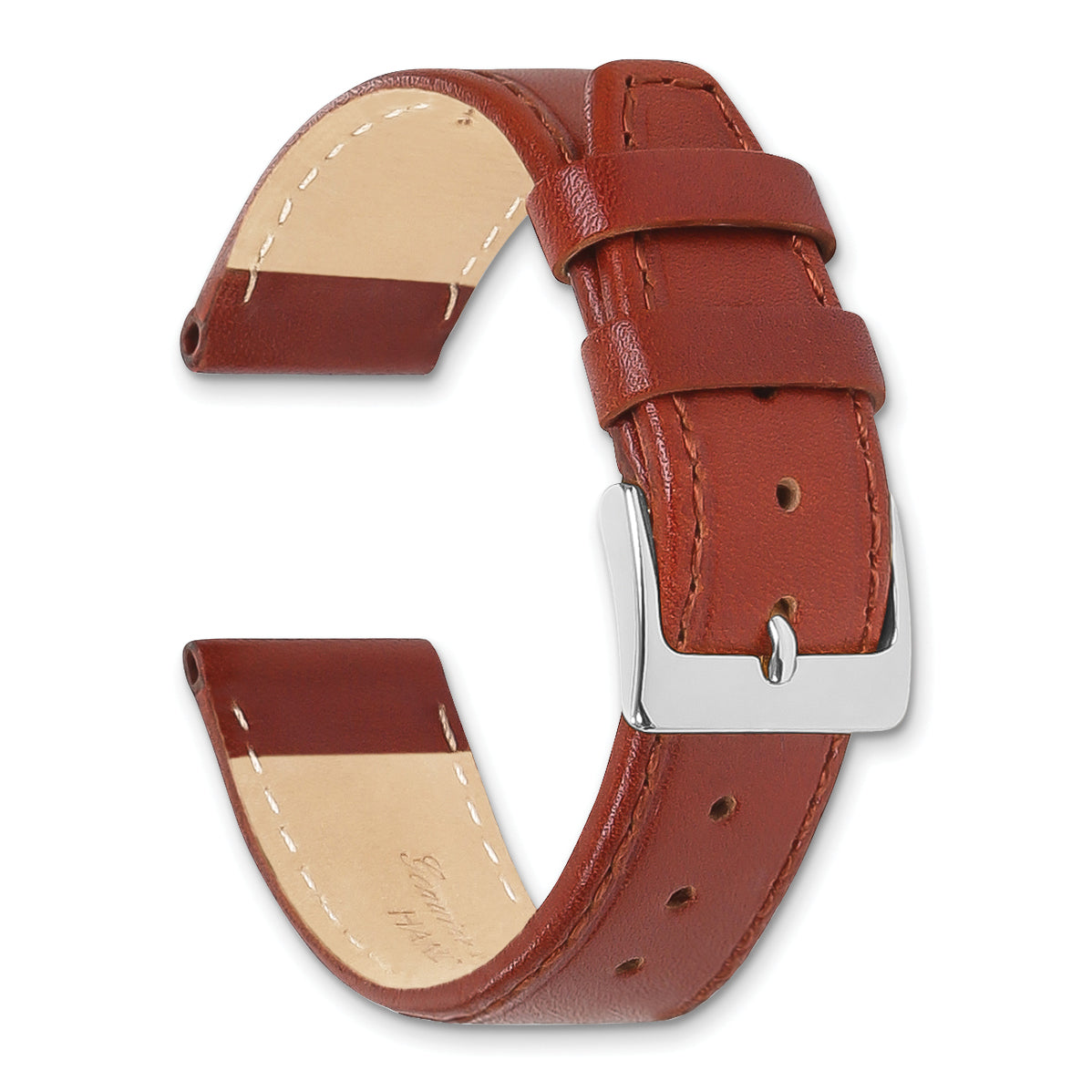 20mm Havana Brown Genuine Calf Leather with Silver-tone Buckle 7.5 inch Watch Band